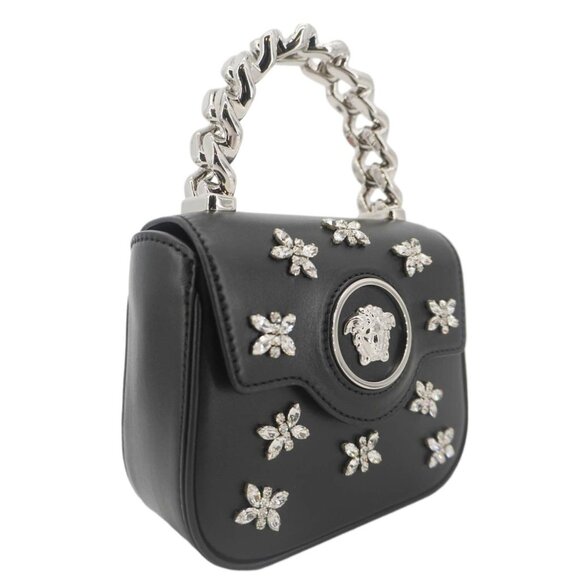 Versace La Medusa Mini Embellished Leather Top Handle Shoulder Bag Black - Picture 4 of 15